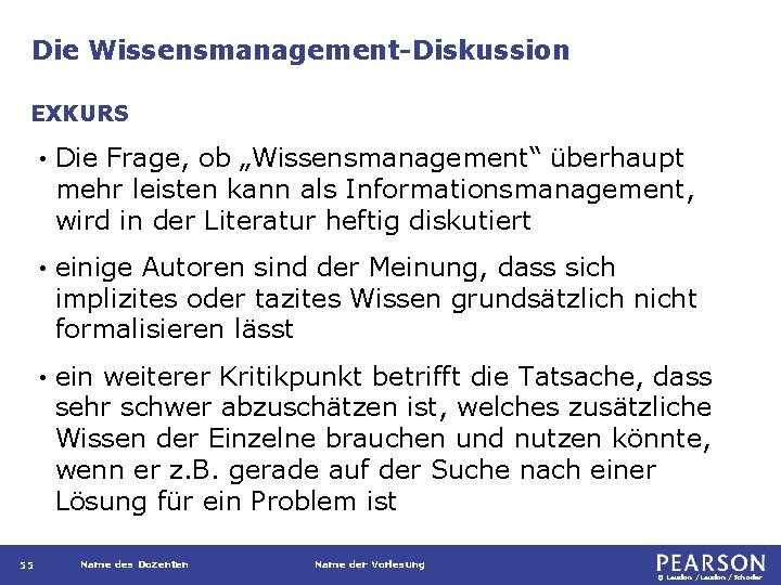 Die Wissensmanagement-Diskussion EXKURS 55 • Die Frage, ob „Wissensmanagement“ überhaupt mehr leisten kann als