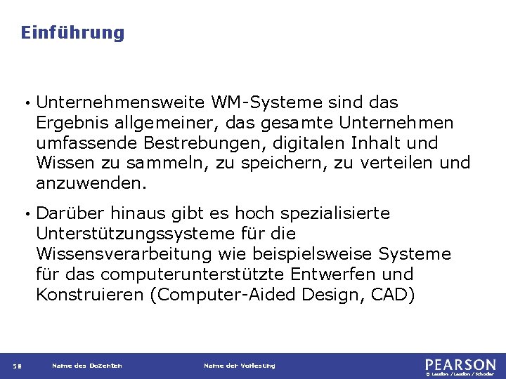 Einführung 58 • Unternehmensweite WM-Systeme sind das Ergebnis allgemeiner, das gesamte Unternehmen umfassende Bestrebungen,