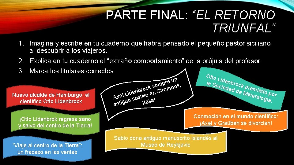PARTE FINAL: “EL RETORNO TRIUNFAL” 1. Imagina y escribe en tu cuaderno qué habrá
