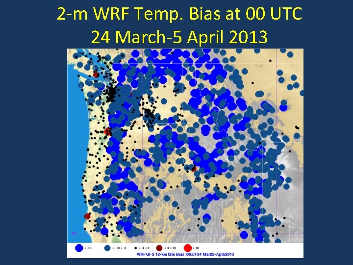 2 -m WRF Temp. Bias at 00 UTC 24 March-5 April 2013 