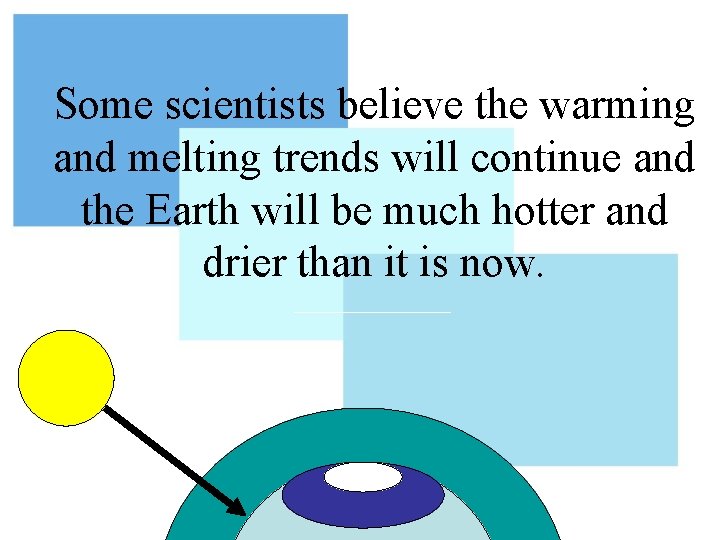 Some scientists believe the warming and melting trends will continue and the Earth will