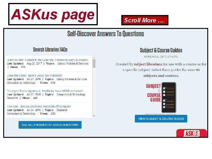 ASKus page Scroll More … 