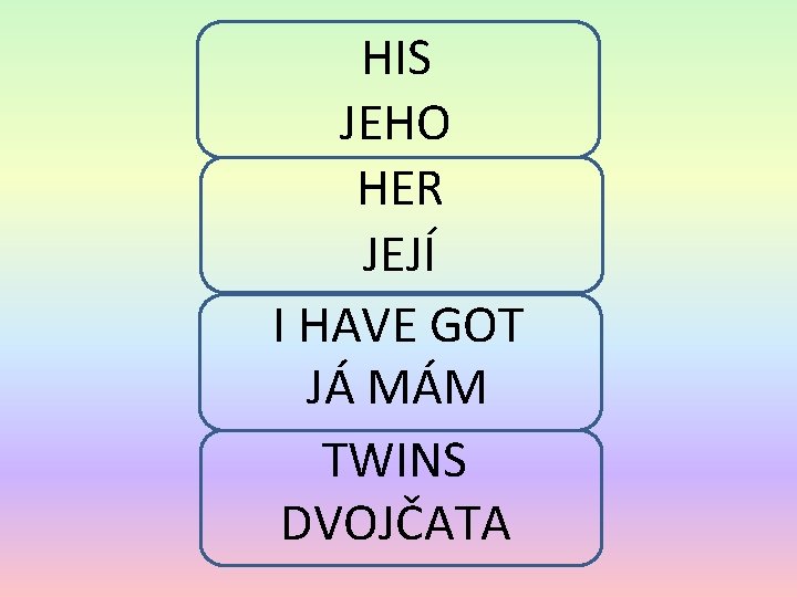 HIS JEHO HER JEJÍ I HAVE GOT JÁ MÁM TWINS DVOJČATA 