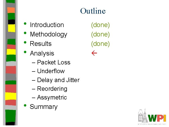 Outline • Introduction • Methodology • Results • Analysis – Packet Loss – Underflow