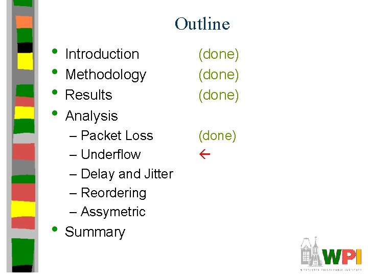 Outline • Introduction • Methodology • Results • Analysis – Packet Loss – Underflow