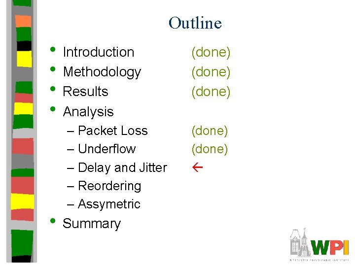 Outline • Introduction • Methodology • Results • Analysis – Packet Loss – Underflow