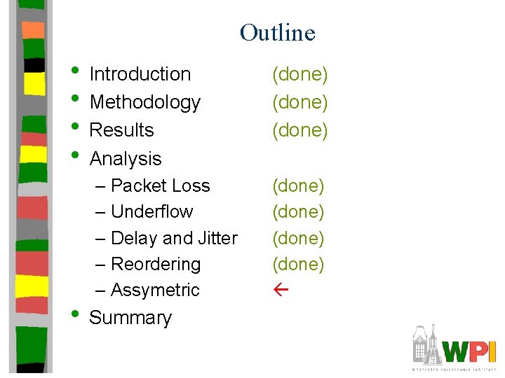 Outline • Introduction • Methodology • Results • Analysis – Packet Loss – Underflow