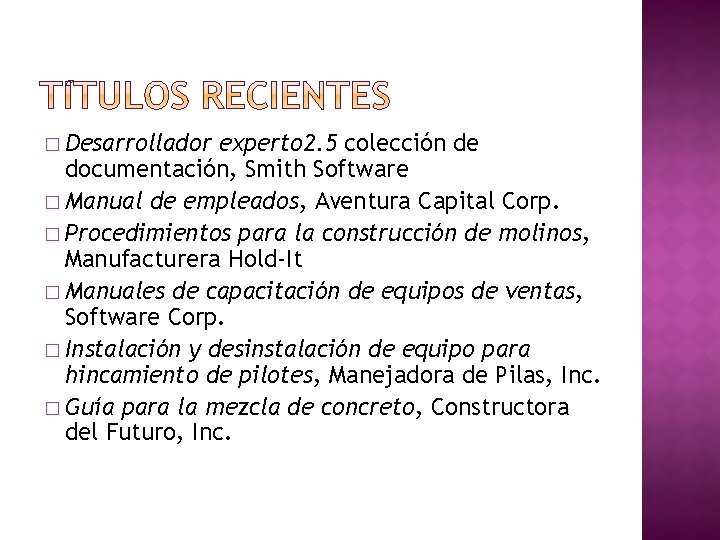 � Desarrollador experto 2. 5 colección de documentación, Smith Software � Manual de empleados,