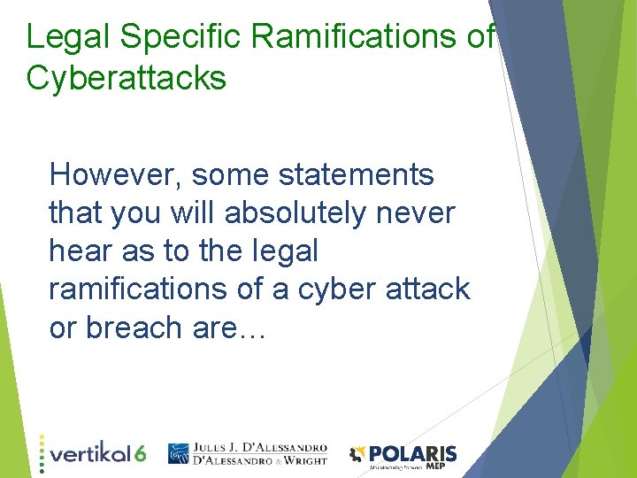 Legal Specific Ramifications of Cyberattacks However, some statements that you will absolutely never hear Legal Specific Ramifications of Cyberattacks However, some statements that you will absolutely never hear