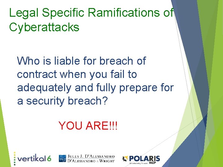 Legal Specific Ramifications of Cyberattacks Who is liable for breach of contract when you