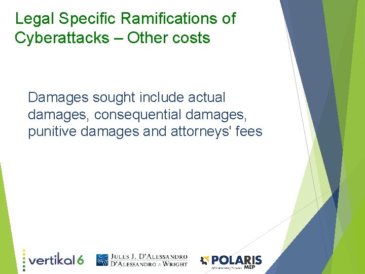 Legal Specific Ramifications of Cyberattacks – Other costs Damages sought include actual damages, consequential