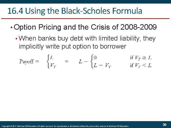 16. 4 Using the Black-Scholes Formula • Option Pricing and the Crisis of 2008