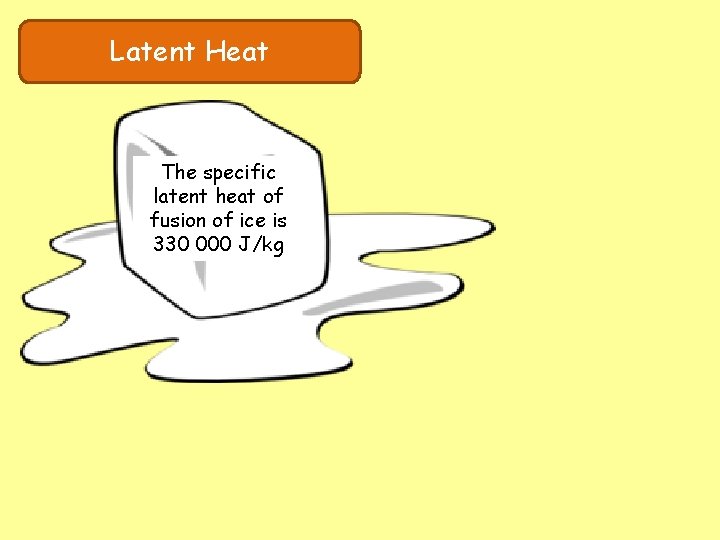 Latent Heat The specific latent heat of fusion of ice is 330 000 J/kg