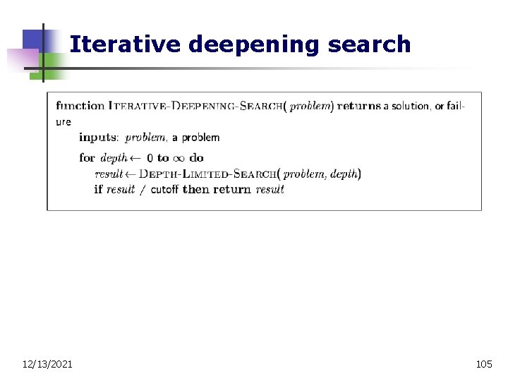 Iterative deepening search 12/13/2021 105 