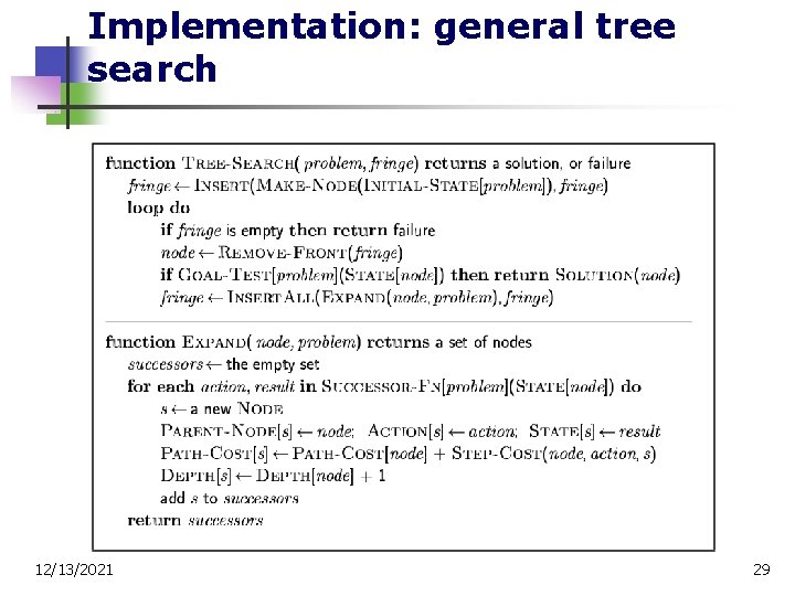 Implementation: general tree search 12/13/2021 29 