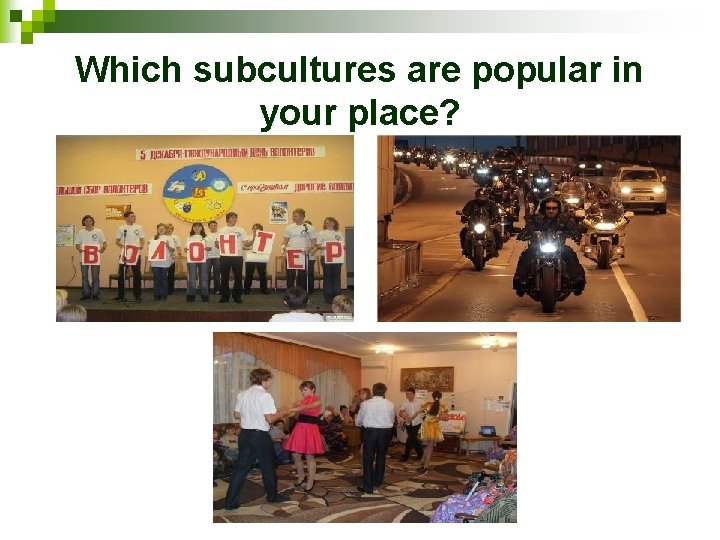 Which subcultures are popular in your place? 