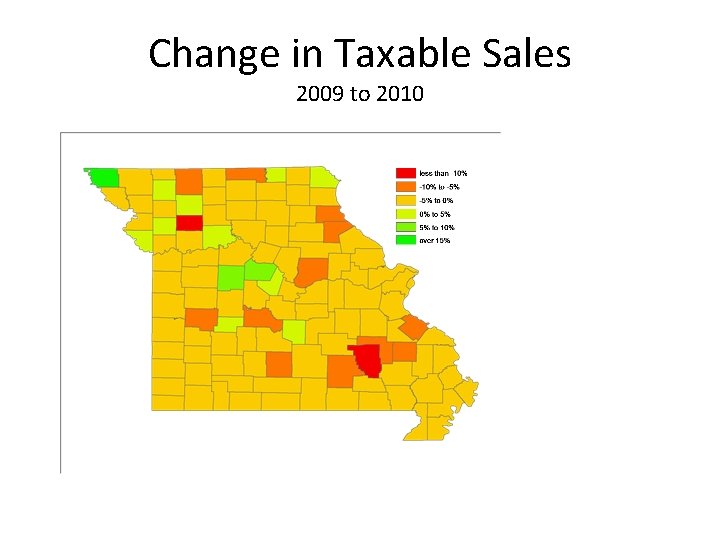 Change in Taxable Sales 2009 to 2010 