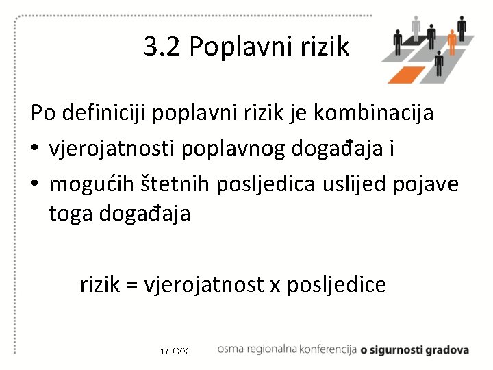 3. 2 Poplavni rizik Po definiciji poplavni rizik je kombinacija • vjerojatnosti poplavnog događaja 3. 2 Poplavni rizik Po definiciji poplavni rizik je kombinacija • vjerojatnosti poplavnog događaja