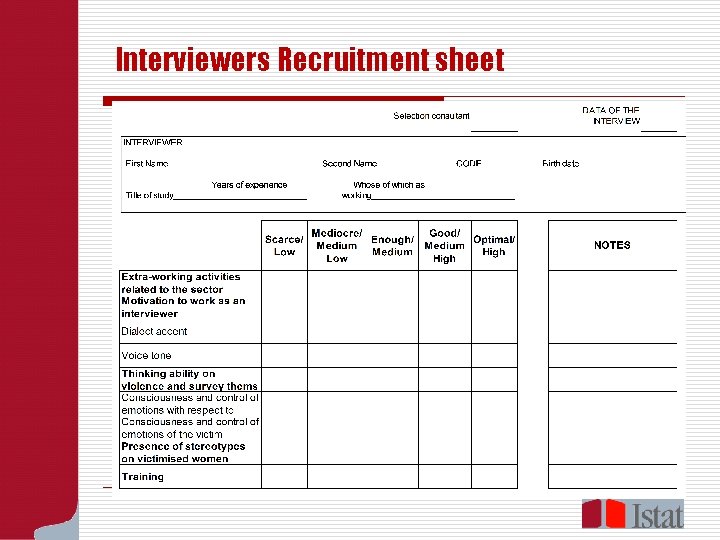 Interviewers Recruitment sheet 