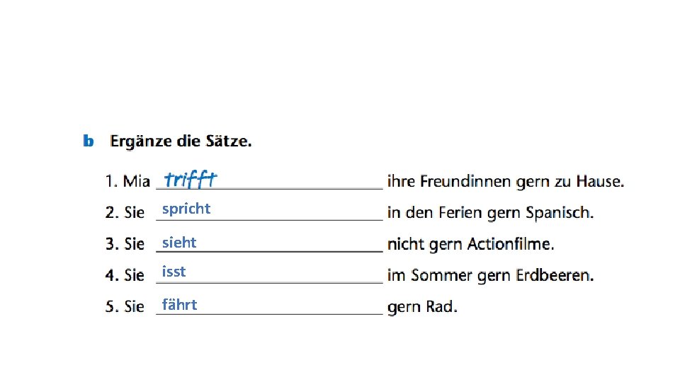 spricht sieht isst fährt 