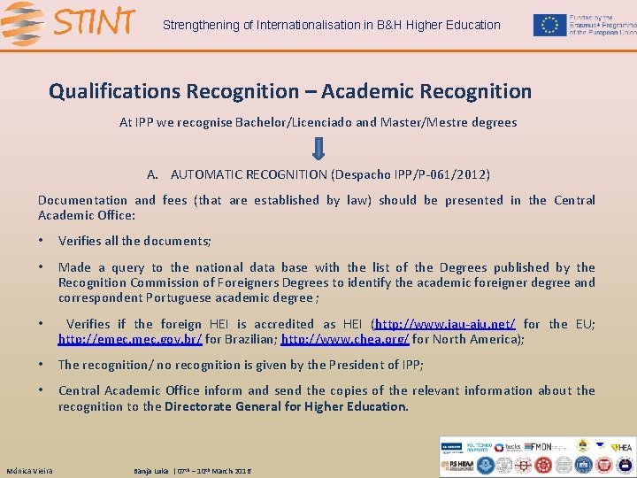Strengthening of Internationalisation in B&H Higher Education Qualifications Recognition – Academic Recognition At IPP
