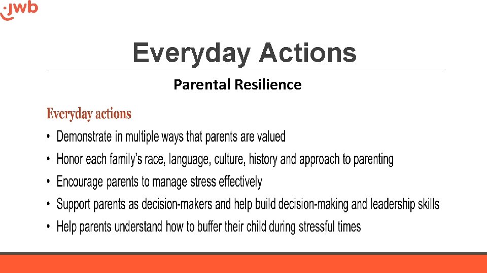 Everyday Actions Parental Resilience 