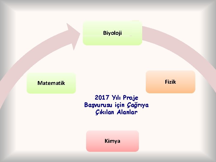 Biyoloji Fizik Matematik 2017 Yılı Proje Başvurusu için Çağrıya Çıkılan Alanlar Kimya 