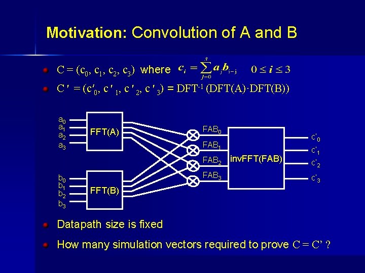Motivation: Convolution of A and B C = (c 0, c 1, c 2,