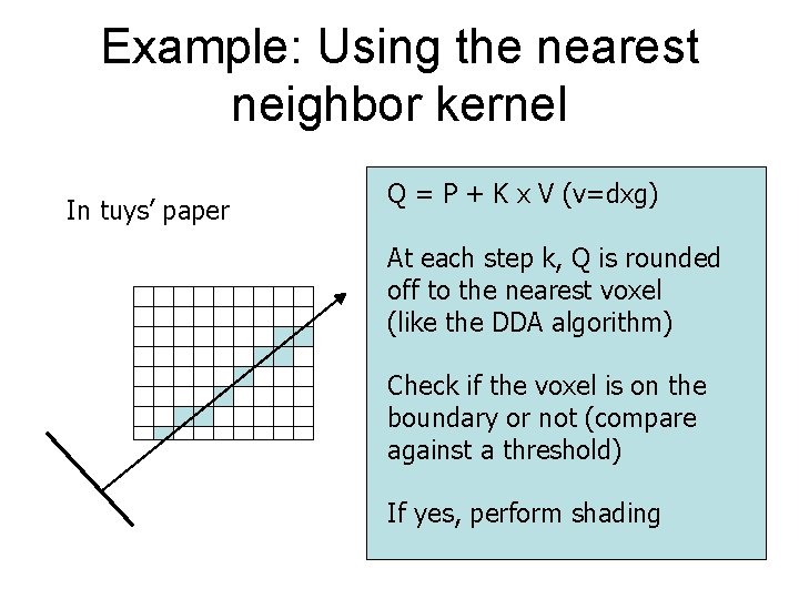 Example: Using the nearest neighbor kernel In tuys’ paper Q = P + K