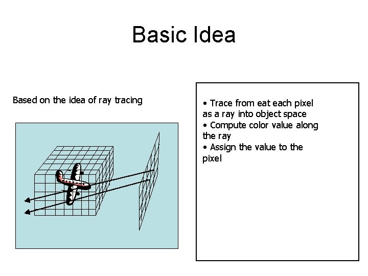 Basic Idea Based on the idea of ray tracing • Trace from eat each