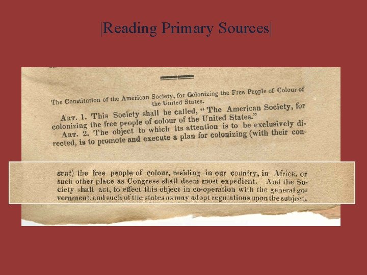 |Reading Primary Sources| 