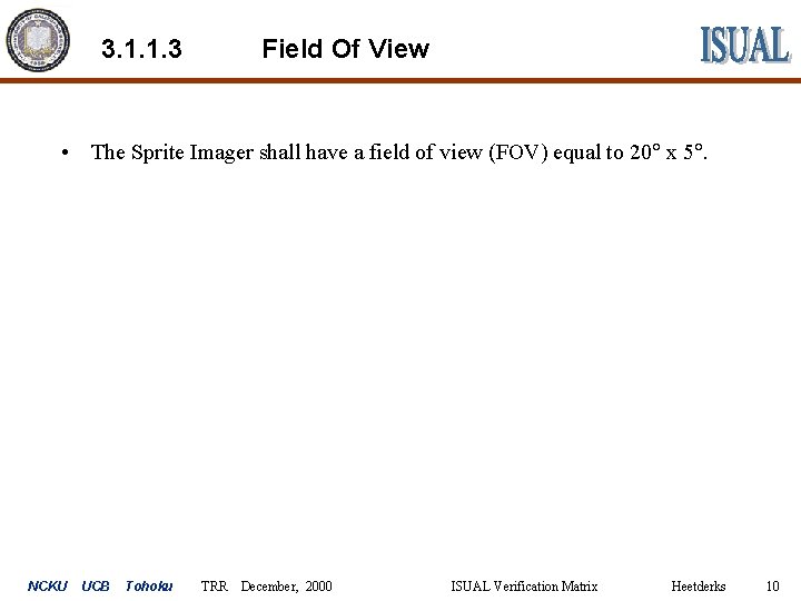 3. 1. 1. 3 Field Of View • The Sprite Imager shall have a
