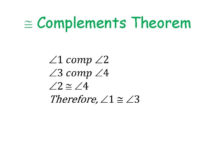  Complements Theorem 