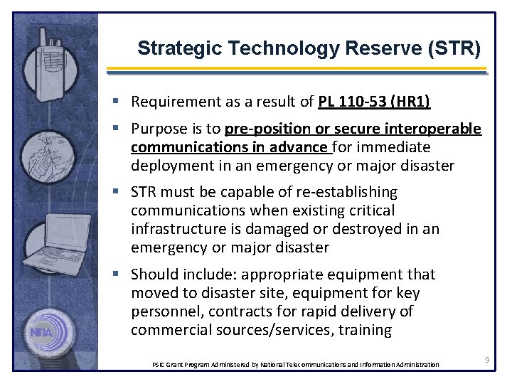 Strategic Technology Reserve (STR) § Requirement as a result of PL 110 -53 (HR