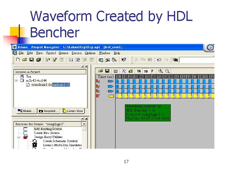 Waveform Created by HDL Bencher 17 