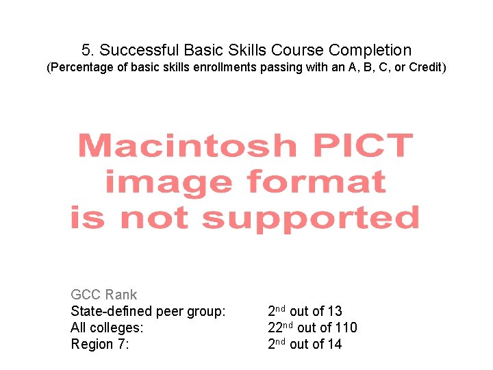 5. Successful Basic Skills Course Completion (Percentage of basic skills enrollments passing with an