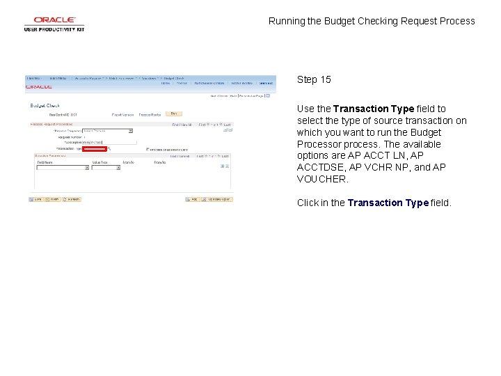 Running the Budget Checking Request Process Concept Running