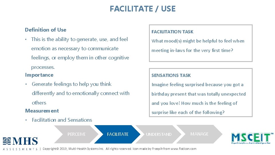 FACILITATE / USE Definition of Use FACILITATION TASK • This is the ability to