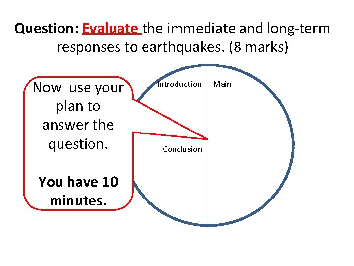Question: Evaluate the immediate and long-term responses to earthquakes. (8 marks) Now use your