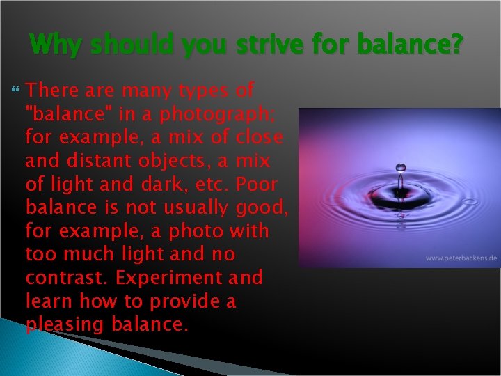 Why should you strive for balance? There are many types of "balance" in a