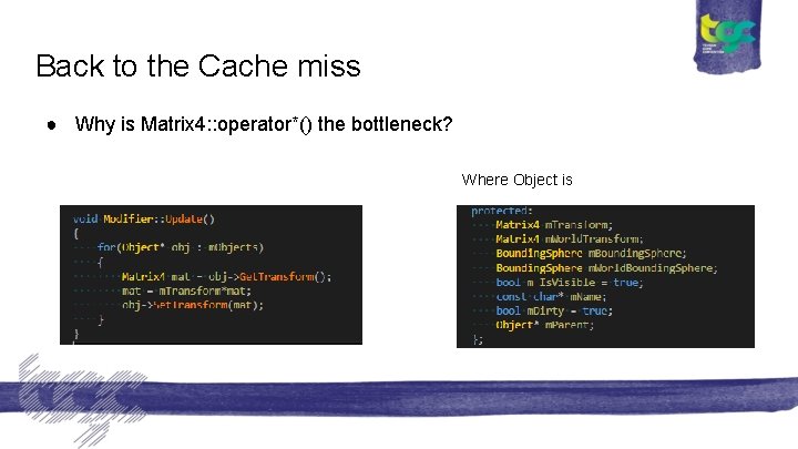 Back to the Cache miss ● Why is Matrix 4: : operator*() the bottleneck?