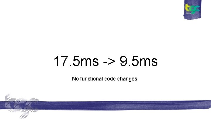17. 5 ms -> 9. 5 ms No functional code changes. 