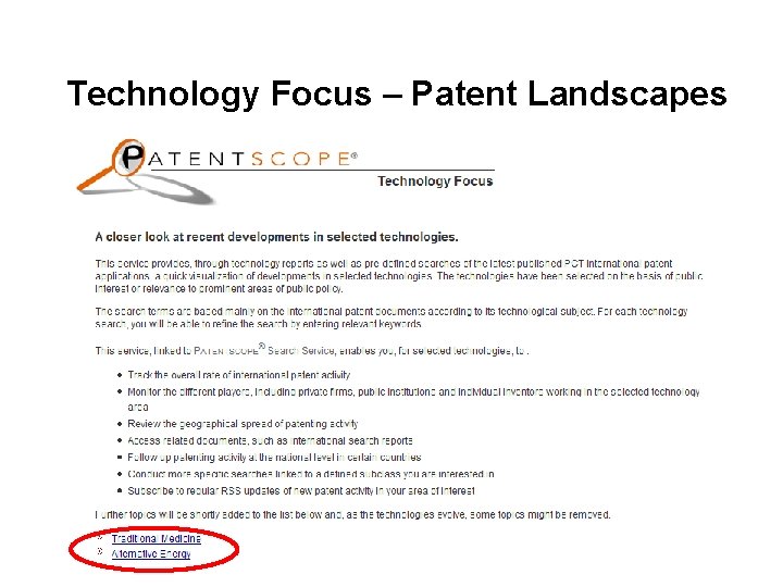 Technology Focus – Patent Landscapes 
