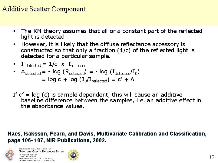 Additive Scatter Component § The KM theory assumes that all or a constant part