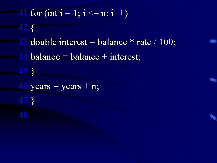 41 for (int i = 1; i <= n; i++) 42 { 43 double