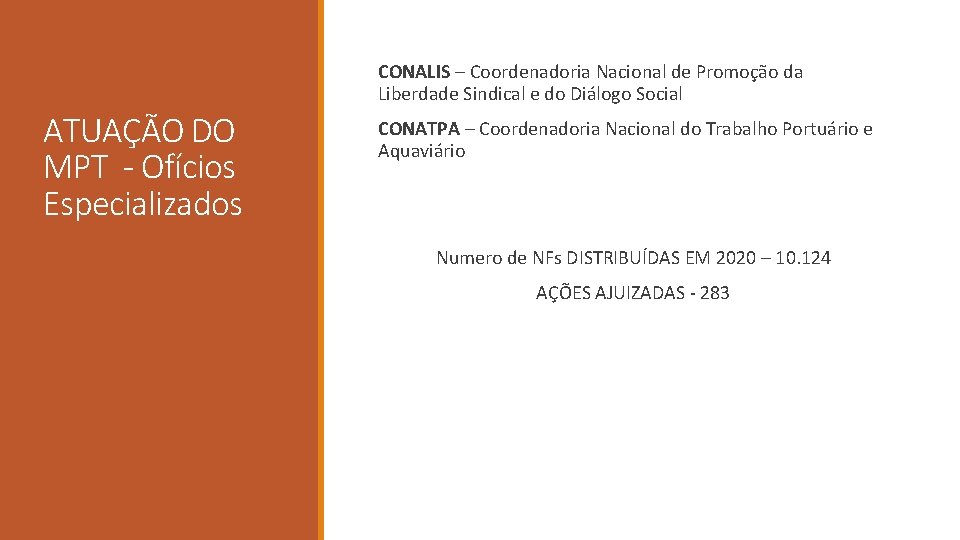 CONALIS – Coordenadoria Nacional de Promoção da Liberdade Sindical e do Diálogo Social ATUAÇÃO