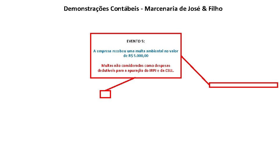 Demonstrações Contábeis - Marcenaria de José & Filho EVENTO 5: A empresa recebeu uma