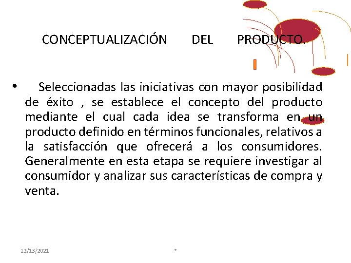 CONCEPTUALIZACIÓN • DEL PRODUCTO. Seleccionadas las iniciativas con mayor posibilidad de éxito , se