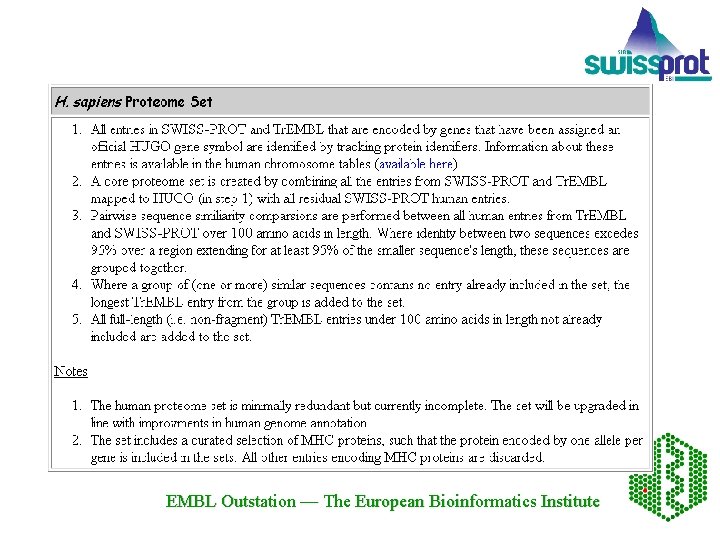 EMBL Outstation — The European Bioinformatics Institute 