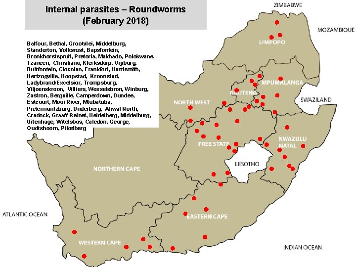 Internal parasites – Roundworms (February 2018) jkccff Balfour, Bethal, Grootvlei, Middelburg, Standerton, Volksrust, Bapsfontein,